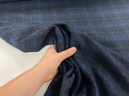 Wool plaid fabric - plaid, navy