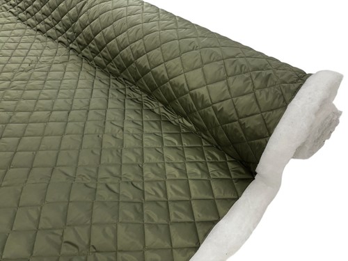 Olive green quilted fabric - green,