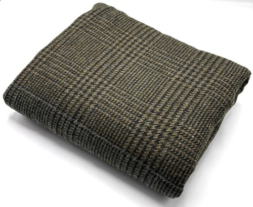Green check wool fabric - green,
