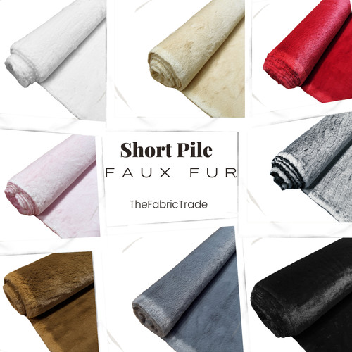 Short pile plush faux - pile, fur