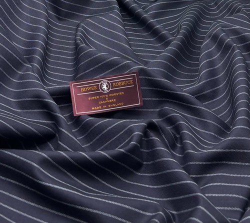 Blue whit stripe wool cashmere - stripe,